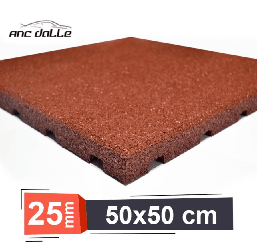 Dalle amortissante aire de jeux Rouge 50cm x 50cm - 25mm