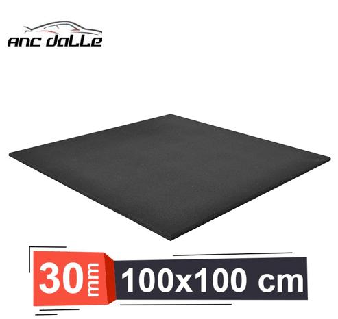 30 mm - Dalle amortissante caoutchouc 1 mètre x 1 mètre de Sport - Musculation - Crossfit - Noir